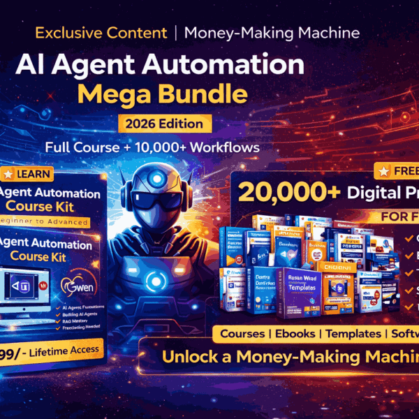 AI Agent Automation course And 20,000+ Digital Products Mega Bundle (2026 Edition)